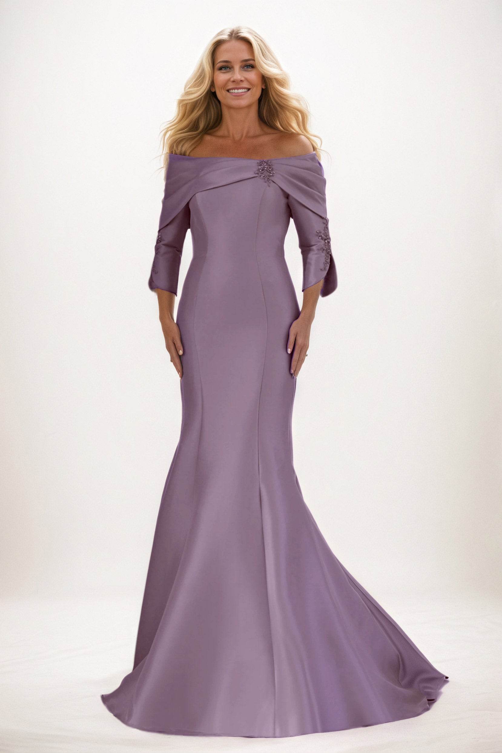 Trumpet-Mermaid Maxi Satin Mother of the Bride Dresses CM0381 - COCOMELODY